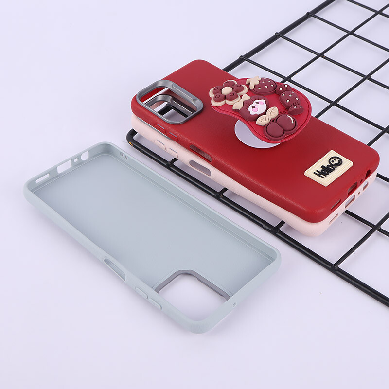 قاب چرمی ژله ای Leather سامسونگ Galaxy A06 پاپ سوکت دار