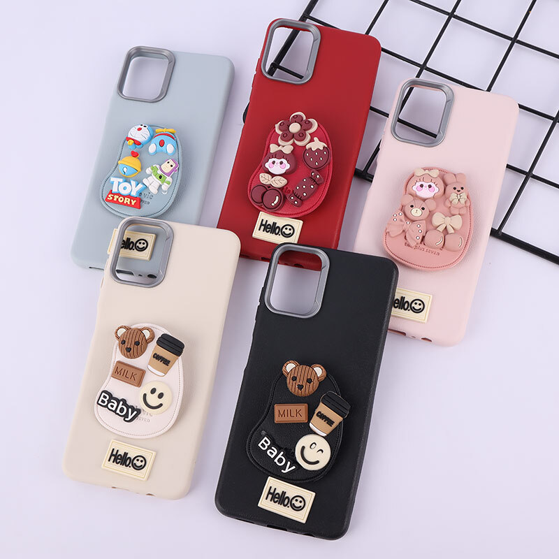 قاب چرمی ژله ای Leather سامسونگ Galaxy A06 پاپ سوکت دار