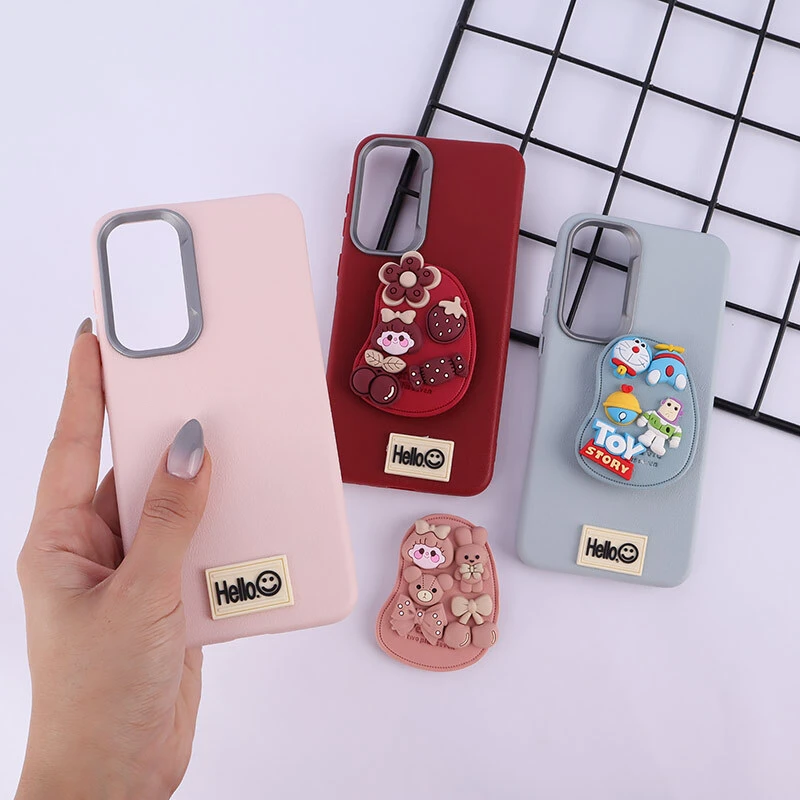 قاب چرمی ژله ای Leather سامسونگ Galaxy A55 پاپ سوکت دار