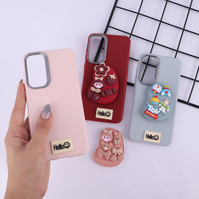 قاب چرمی ژله ای Leather سامسونگ Galaxy A55 پاپ سوکت دار