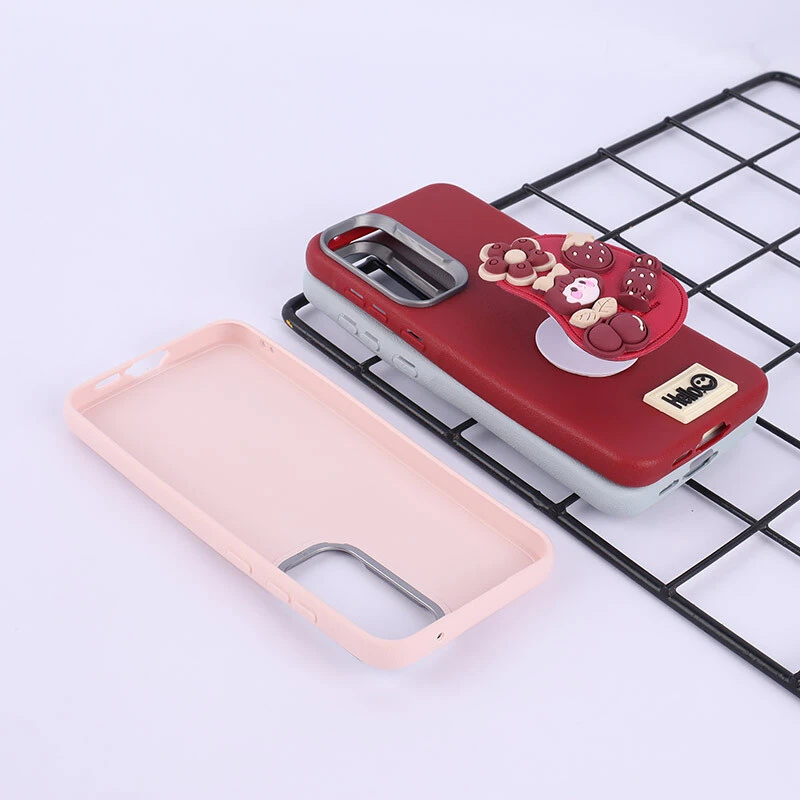 قاب چرمی ژله ای Leather سامسونگ Galaxy A55 پاپ سوکت دار