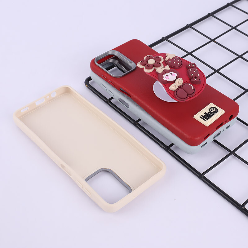 قاب چرمی ژله ای Leather سامسونگ Galaxy A12 / M12 پاپ سوکت دار