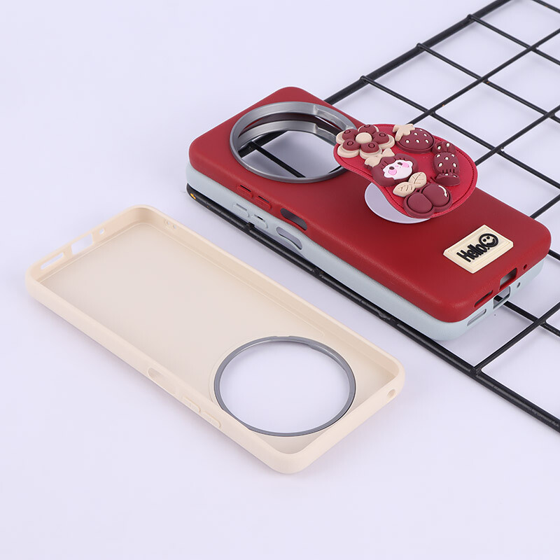 قاب چرمی ژله ای Leather شیائومی Redmi 14C / Poco C75 پاپ سوکت دار