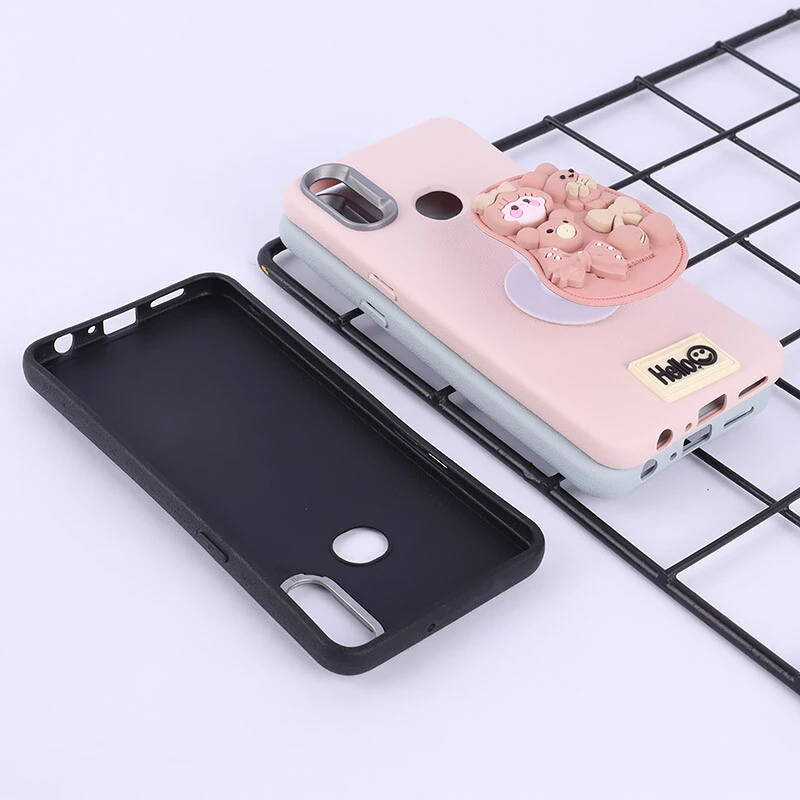 قاب چرمی ژله ای Leather سامسونگ Galaxy A10s پاپ سوکت دار