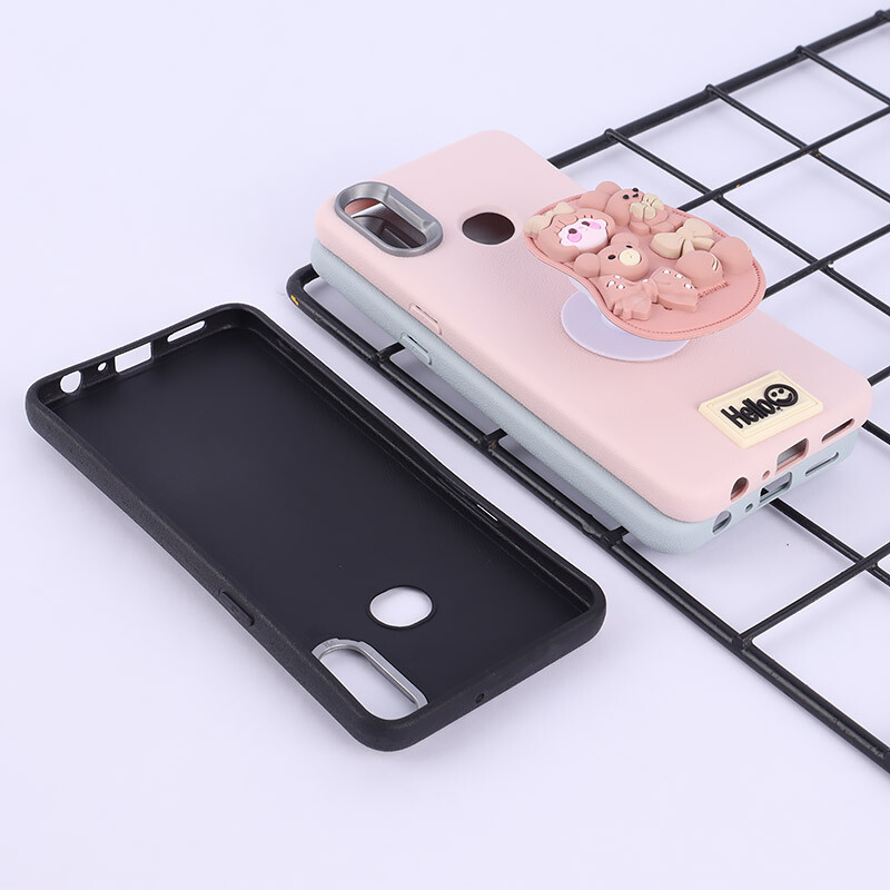 قاب چرمی ژله ای Leather سامسونگ Galaxy A10s پاپ سوکت دار