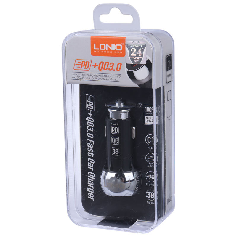 شارژر فندکی فست شارژ Ldnio C1 QC3.0 PD 20.5W + کابل تایپ سی