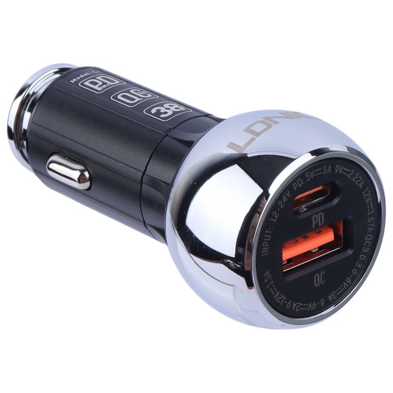 شارژر فندکی فست شارژ Ldnio C1 QC3.0 PD 20.5W + کابل تایپ سی