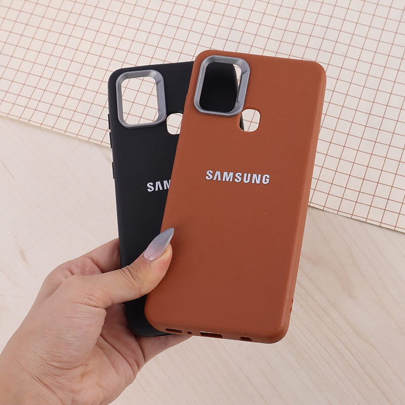 قاب چرمی ژله ای Leather سامسونگ Galaxy A21s لوگو متال