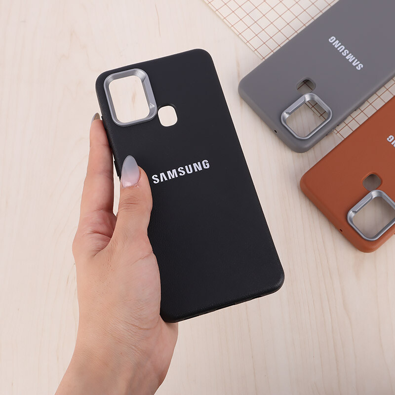 قاب چرمی ژله ای Leather سامسونگ Galaxy A21s لوگو متال