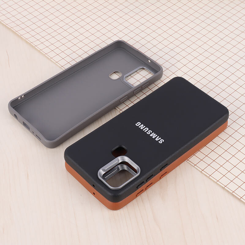 قاب چرمی ژله ای Leather سامسونگ Galaxy A21s لوگو متال
