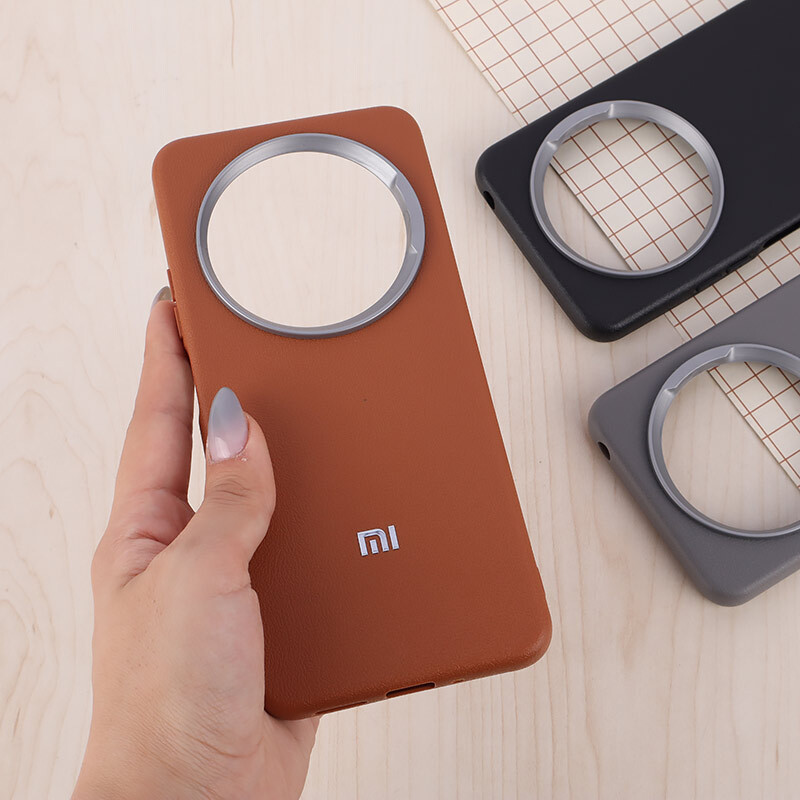 قاب چرمی ژله ای Leather شیائومی Redmi 14C / Poco C75 لوگو متال