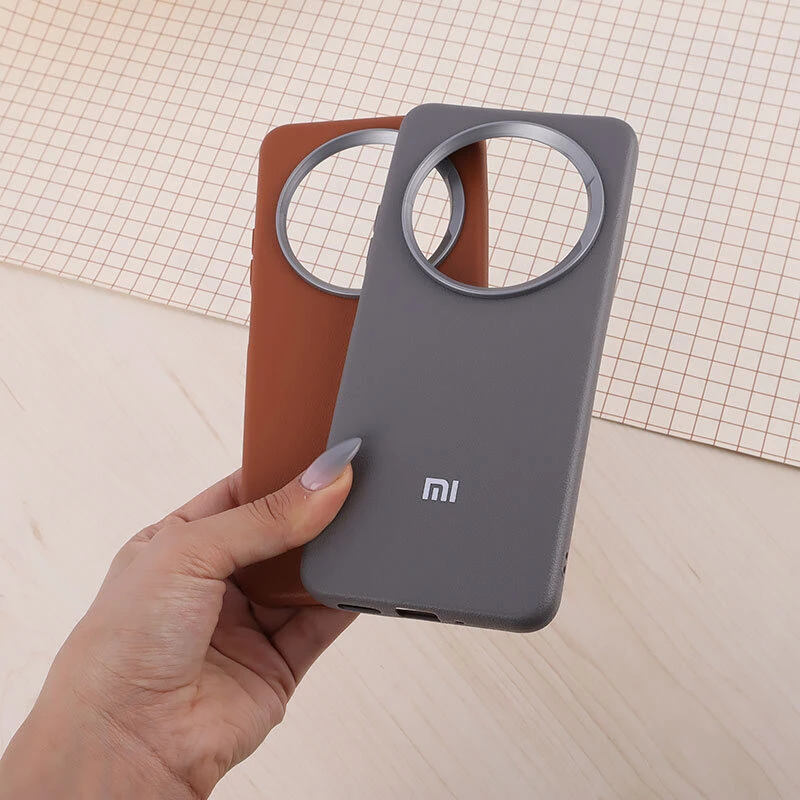 قاب چرمی ژله ای Leather شیائومی Redmi 14C / Poco C75 لوگو متال