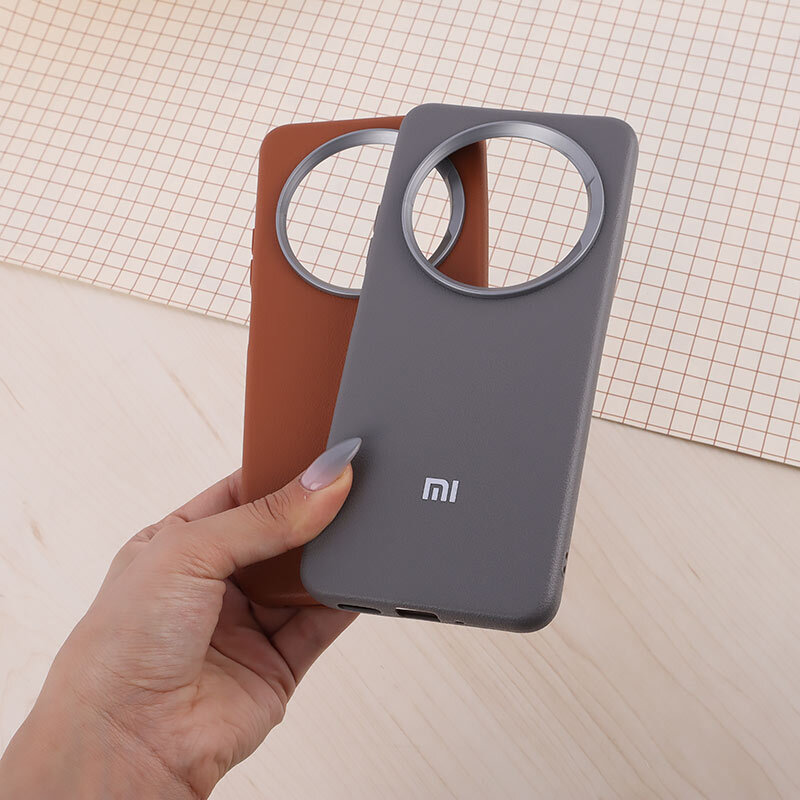 قاب چرمی ژله ای Leather شیائومی Redmi 14C / Poco C75 لوگو متال