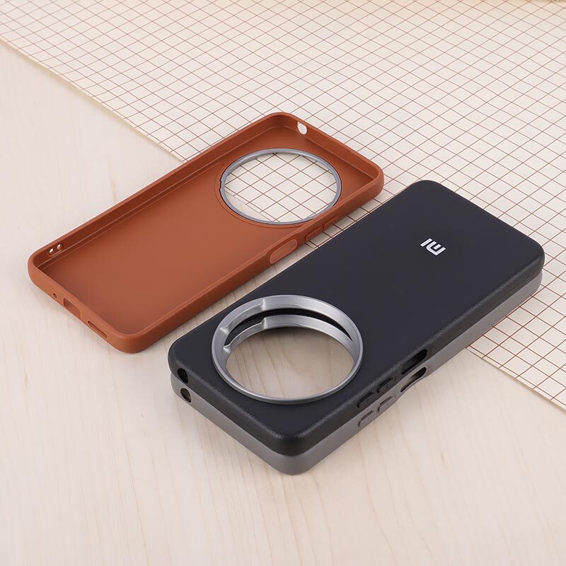 قاب چرمی ژله ای Leather شیائومی Redmi 14C / Poco C75 لوگو متال