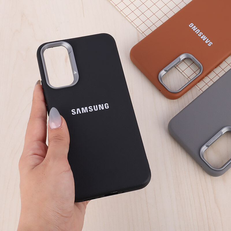قاب چرمی ژله ای Leather سامسونگ Galaxy A34 لوگو متال
