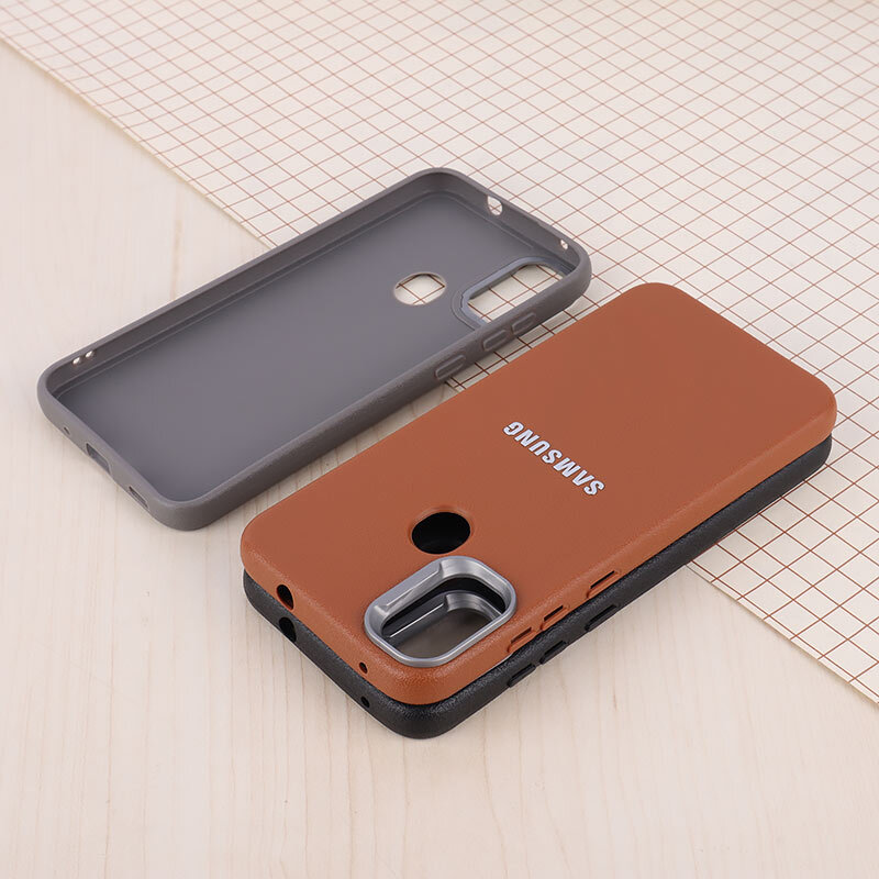 قاب چرمی ژله ای Leather سامسونگ Galaxy A11 / M11 لوگو متال