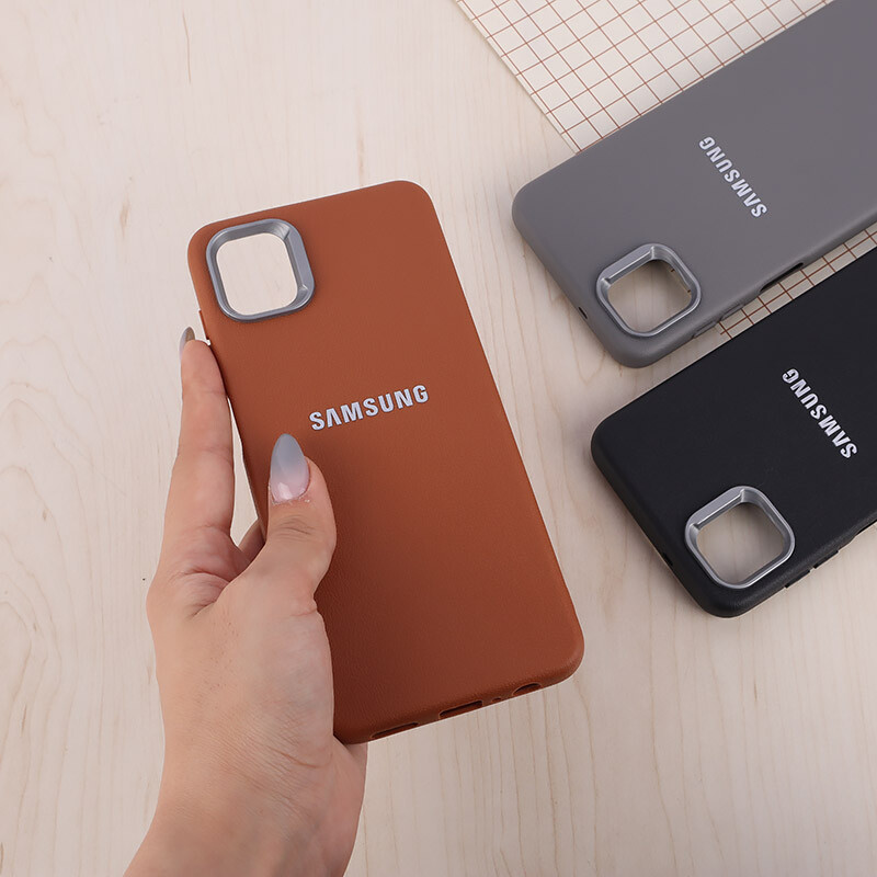 قاب چرمی ژله ای Leather سامسونگ Galaxy A04 لوگو متال