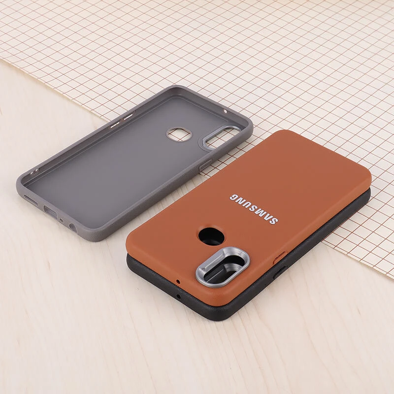 قاب چرمی ژله ای Leather سامسونگ Galaxy A10s لوگو متال