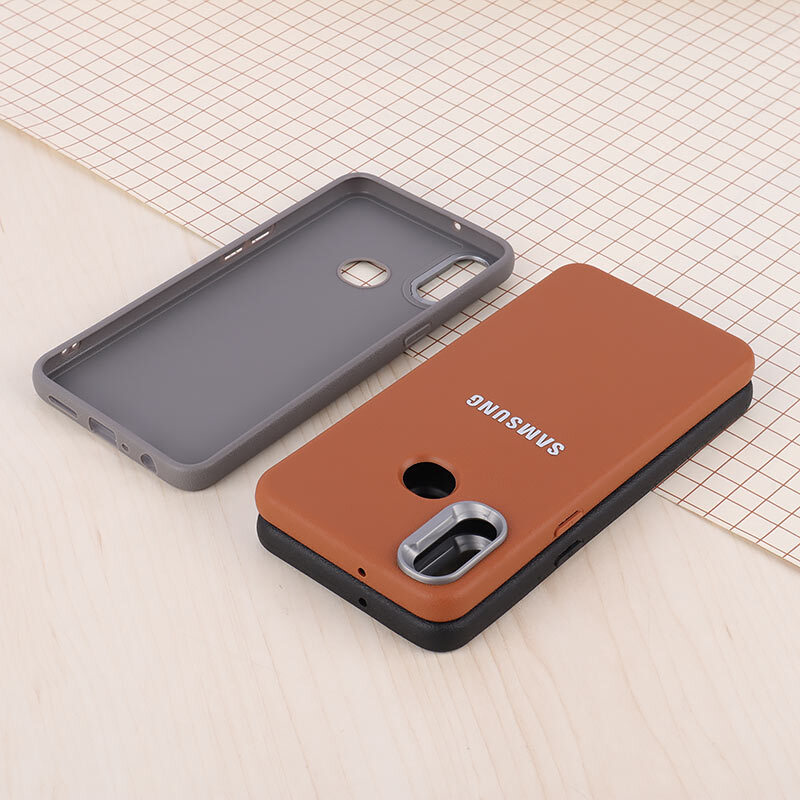 قاب چرمی ژله ای Leather سامسونگ Galaxy A10s لوگو متال