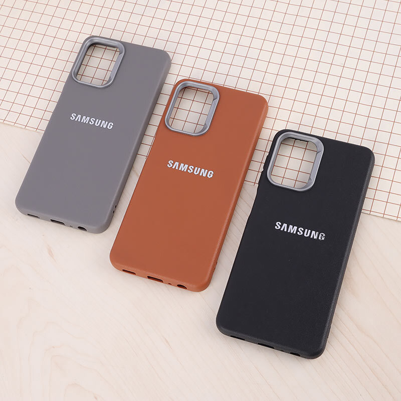 قاب چرمی ژله ای Leather سامسونگ Galaxy A22 4G / M22 / M32 4G لوگو متال