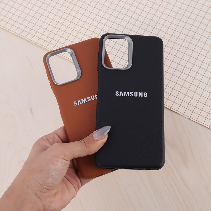 قاب چرمی ژله ای Leather سامسونگ Galaxy A22 4G / M22 / M32 4G لوگو متال