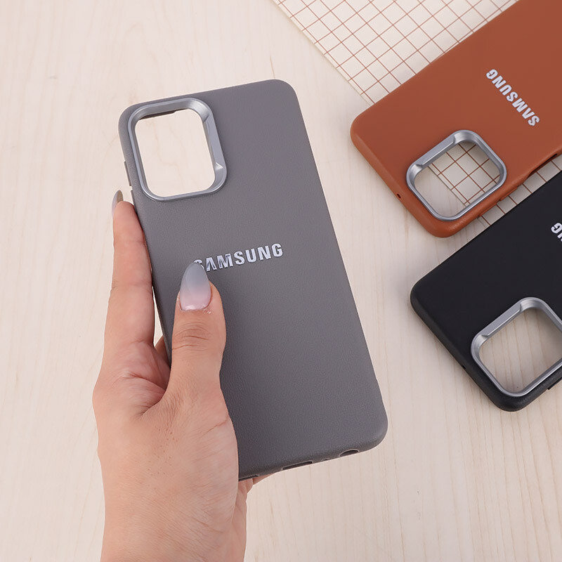 قاب چرمی ژله ای Leather سامسونگ Galaxy A22 4G / M22 / M32 4G لوگو متال