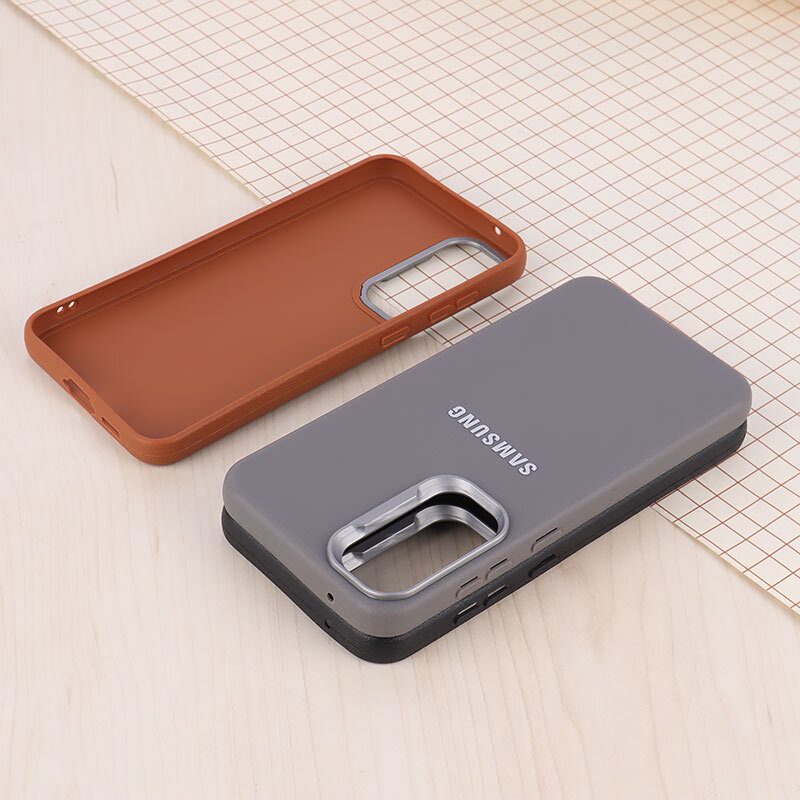 قاب چرمی ژله ای Leather سامسونگ Galaxy S23 FE 5G لوگو متال