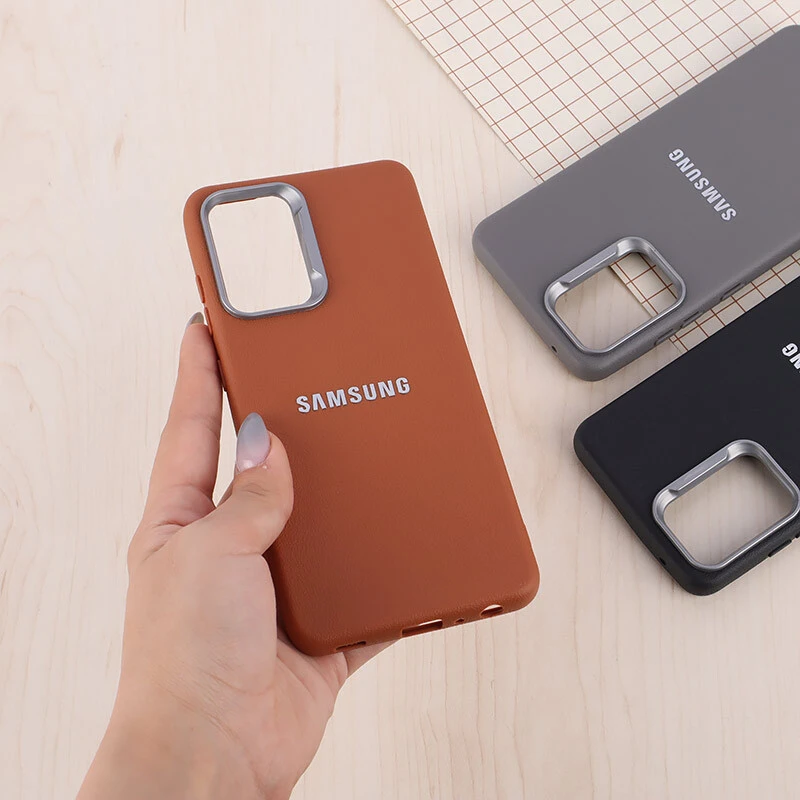 قاب چرمی ژله ای Leather سامسونگ Galaxy A52 / A52s لوگو متال