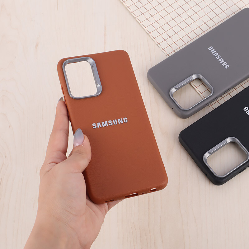 قاب چرمی ژله ای Leather سامسونگ Galaxy A52 / A52s لوگو متال