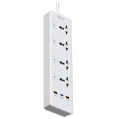 چند راهی 4 خانه برق ارت دار هیسکا CH5518 با کابل ۲ متری + شارژر USB و Type-C