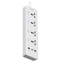 چند راهی 4 خانه برق ارت دار هیسکا CH5518 با کابل ۲ متری + شارژر USB و Type-C