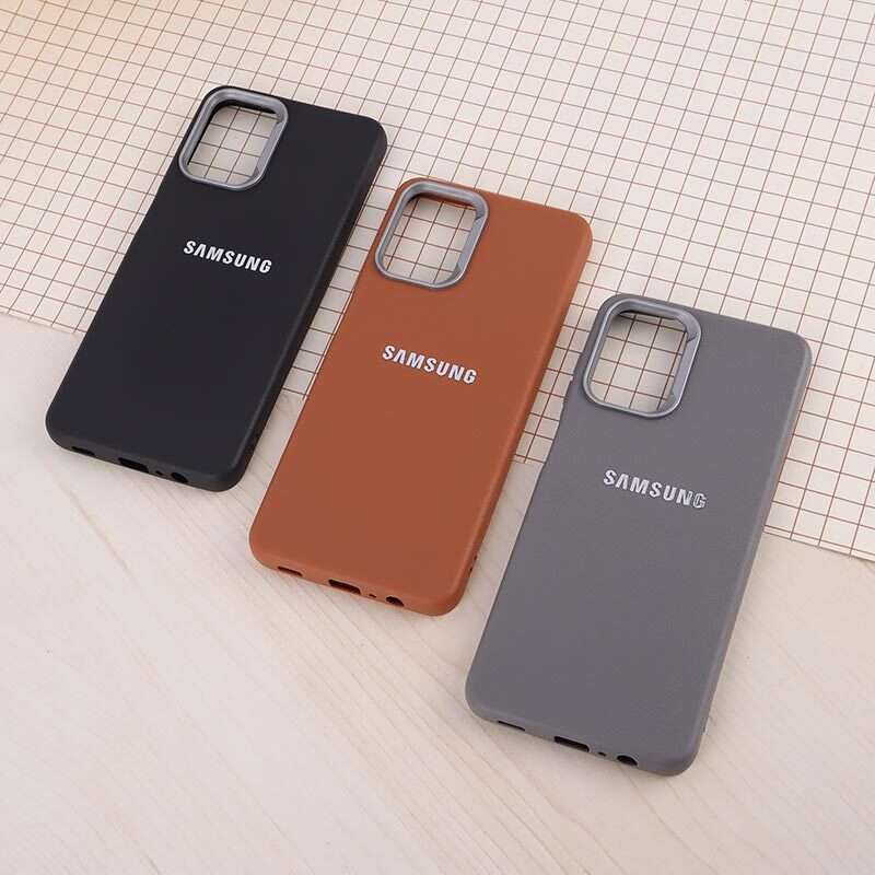 قاب چرمی ژله ای Leather سامسونگ Galaxy A12 / M12 لوگو متال