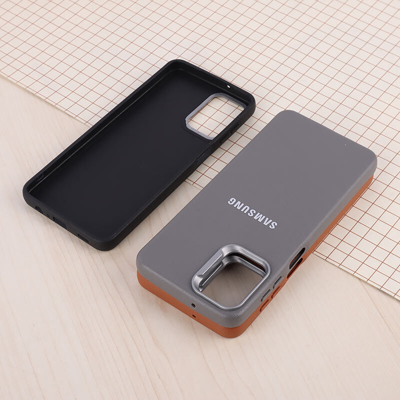 قاب چرمی ژله ای Leather سامسونگ Galaxy A12 / M12 لوگو متال