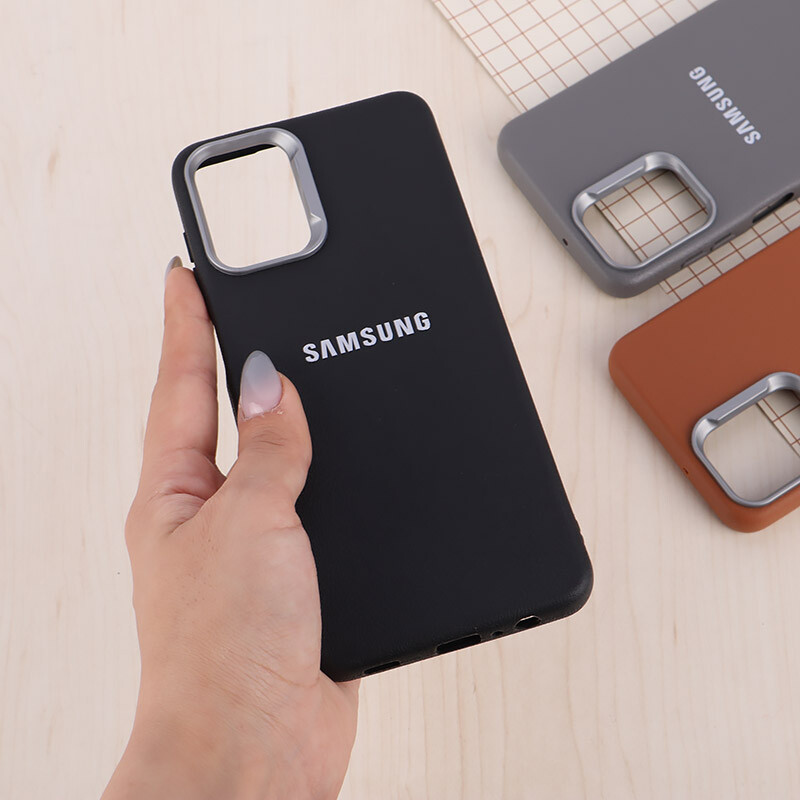 قاب چرمی ژله ای Leather سامسونگ Galaxy A12 / M12 لوگو متال
