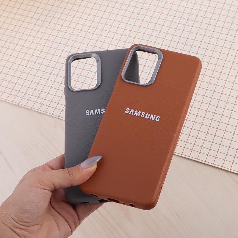 قاب چرمی ژله ای Leather سامسونگ Galaxy A12 / M12 لوگو متال