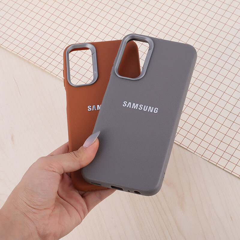 قاب چرمی ژله ای Leather سامسونگ Galaxy A15 لوگو متال