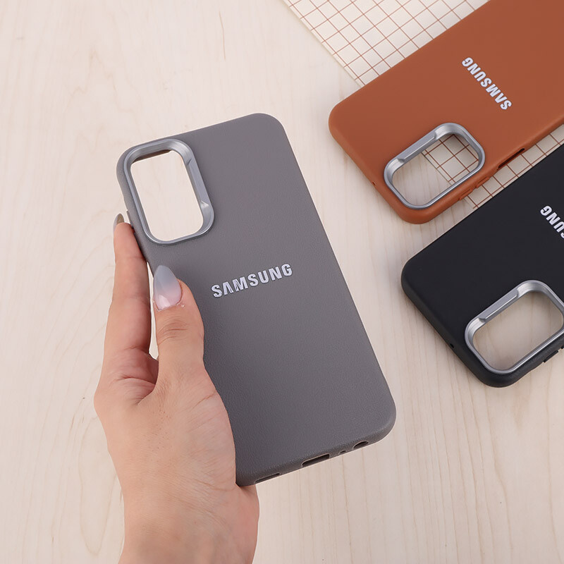 قاب چرمی ژله ای Leather سامسونگ Galaxy A15 لوگو متال