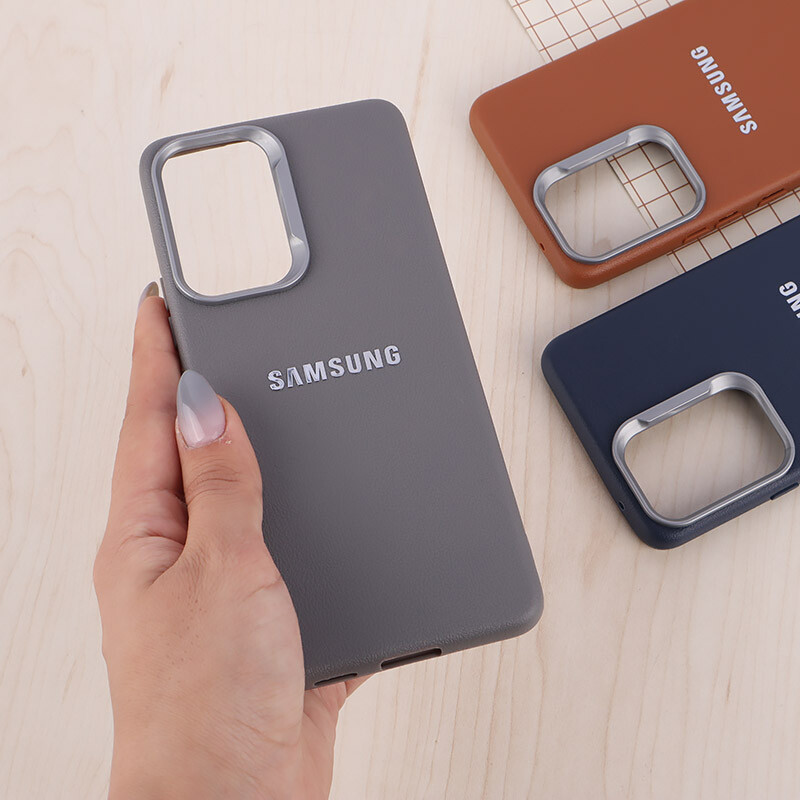 قاب چرمی ژله ای Leather سامسونگ Galaxy A53 5G لوگو متال