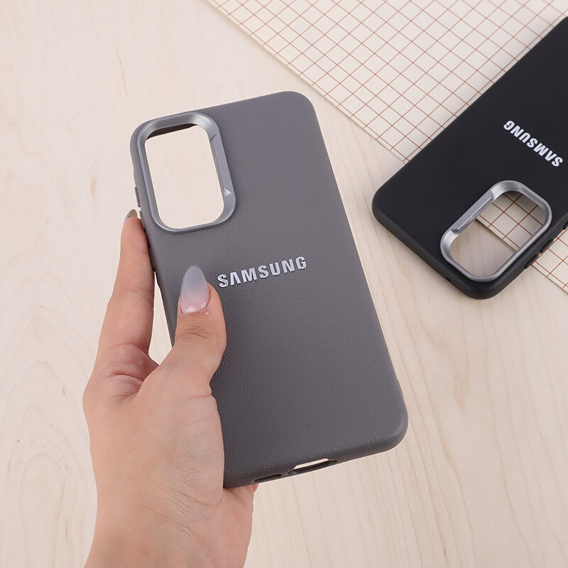 قاب چرمی ژله ای Leather سامسونگ Galaxy A55 لوگو متال