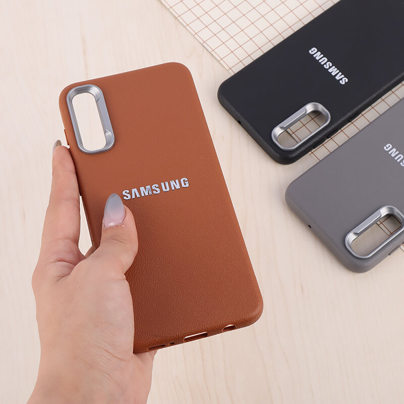 قاب چرمی ژله ای Leather سامسونگ Galaxy A30s / A50 / A50s لوگو متال