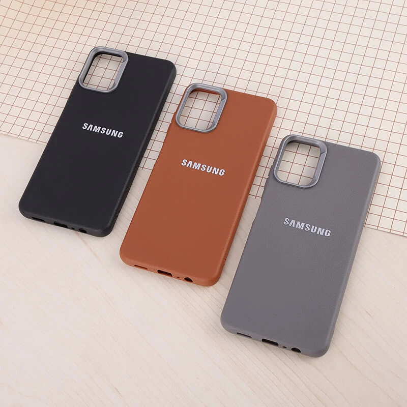 قاب چرمی ژله ای Leather سامسونگ Galaxy A06 لوگو متال