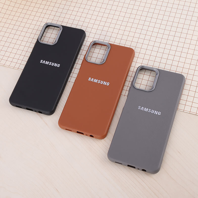 قاب چرمی ژله ای Leather سامسونگ Galaxy A06 لوگو متال