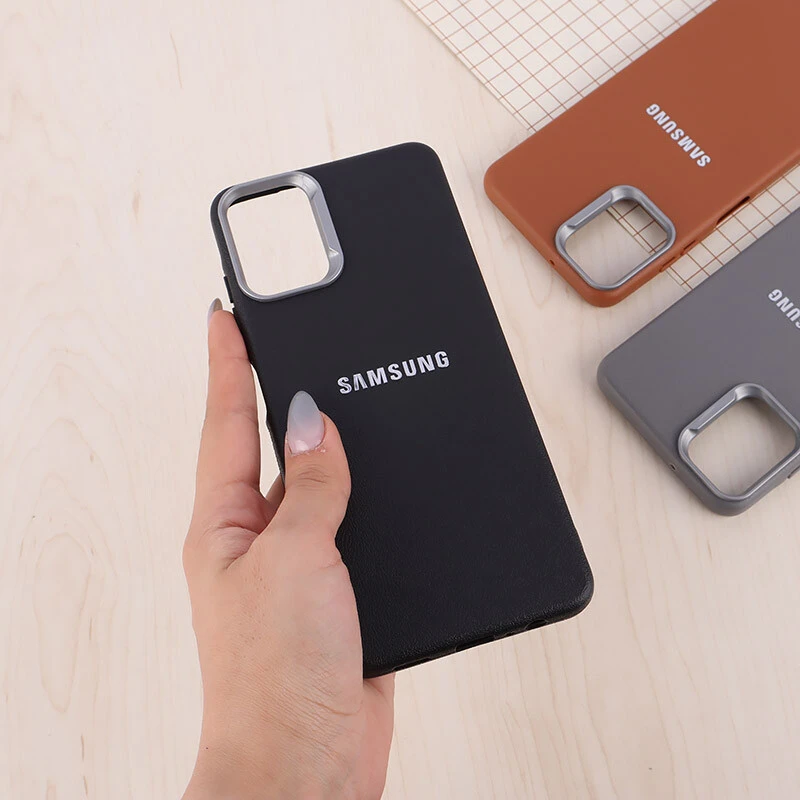 قاب چرمی ژله ای Leather سامسونگ Galaxy A06 لوگو متال