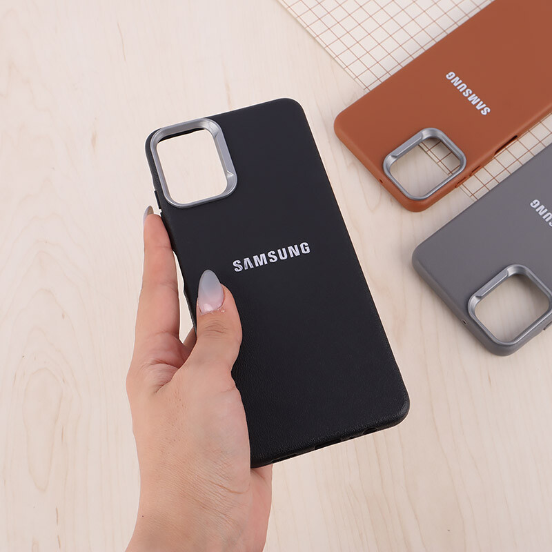 قاب چرمی ژله ای Leather سامسونگ Galaxy A06 لوگو متال