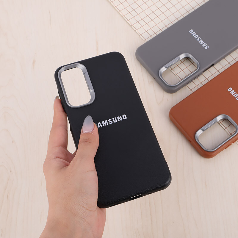 قاب چرمی ژله ای Leather سامسونگ Galaxy A16 4G / A16 5G لوگو متال