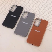 قاب چرمی ژله ای Leather سامسونگ Galaxy A16 4G / A16 5G لوگو متال