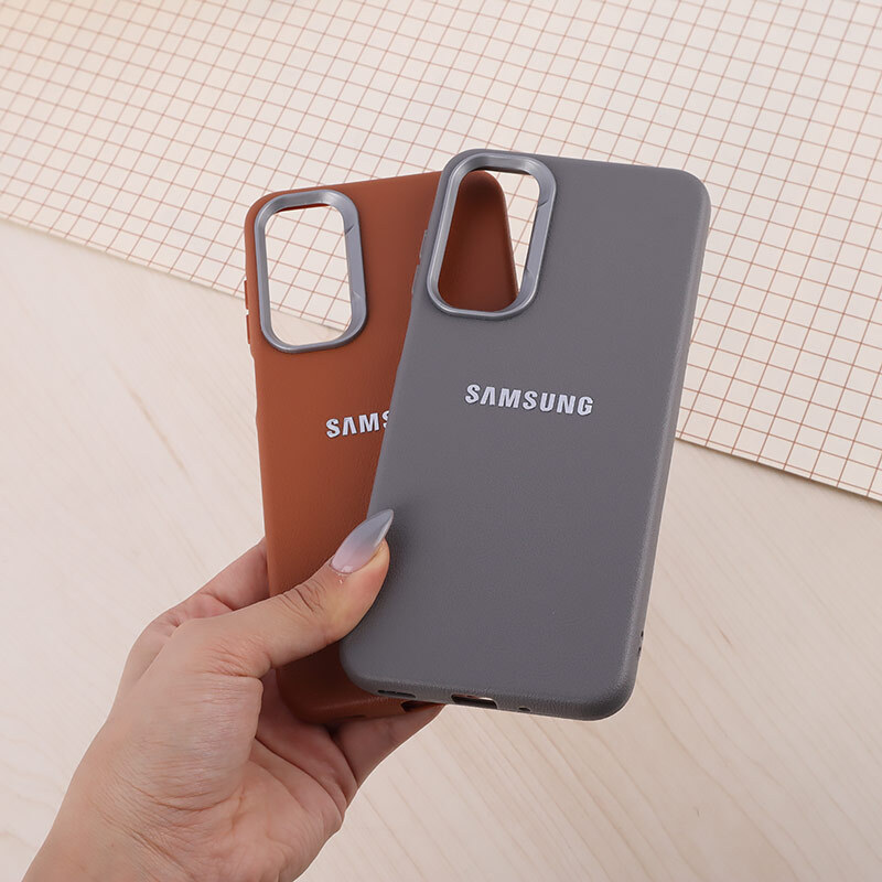 قاب چرمی ژله ای Leather سامسونگ Galaxy A16 4G / A16 5G لوگو متال