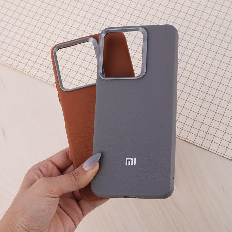 قاب چرمی ژله ای Leather شیائومی Redmi 13C / Poco C65 لوگو متال