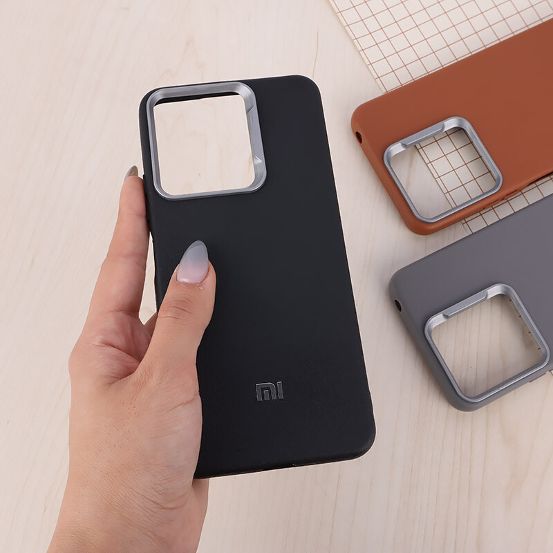 قاب چرمی ژله ای Leather شیائومی Redmi 13C / Poco C65 لوگو متال