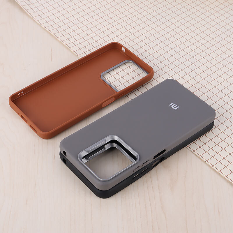 قاب چرمی ژله ای Leather شیائومی Redmi 13C / Poco C65 لوگو متال